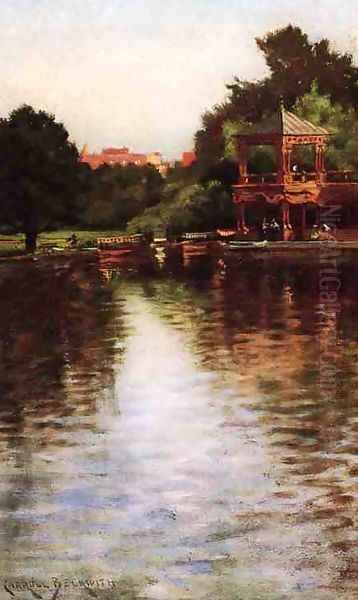 The Boathouse in Central Park Oil Painting by James Carroll Beckwith