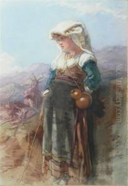 The Little Goatherder Oil Painting by Guido Bach