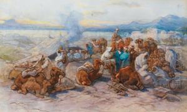 Un Campement Arabe Oil Painting by Guido Bach