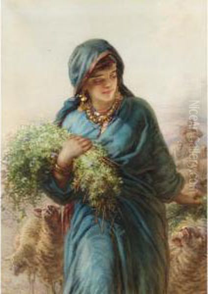 The Shepherdess Oil Painting by Guido Bach