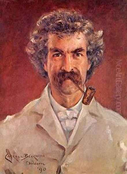 Portrait of Mark Twain Oil Painting by James Carroll Beckwith