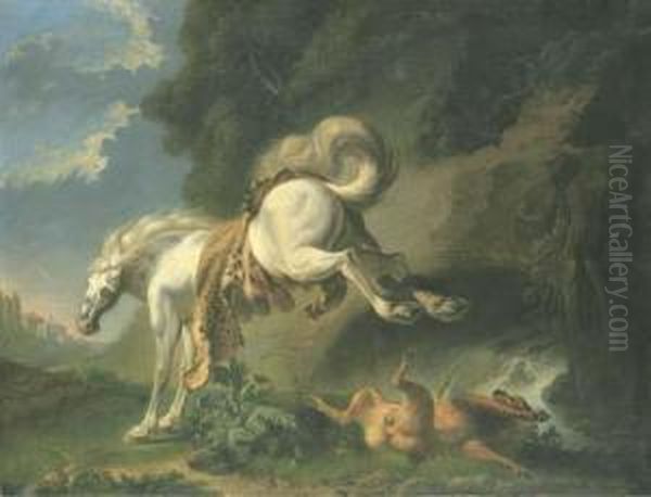 Le Cheval Et Le Loup Oil Painting by Jean Jacques Bachelier