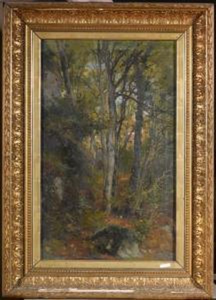 Waldlandschaft. Oil Painting by Auguste Bachelin