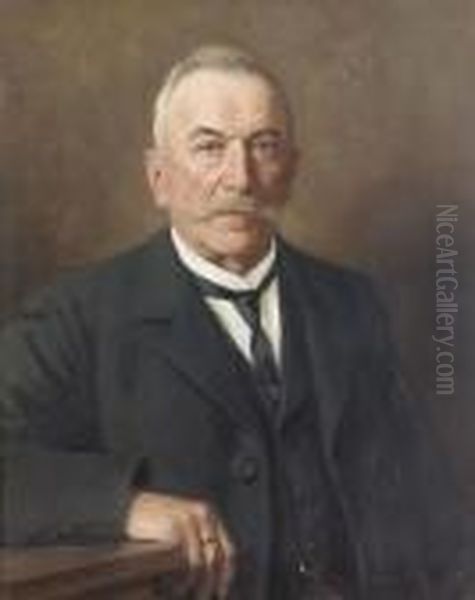 Portrat Von J.g. Burkhalter. Oil Painting by Hans Bachmann