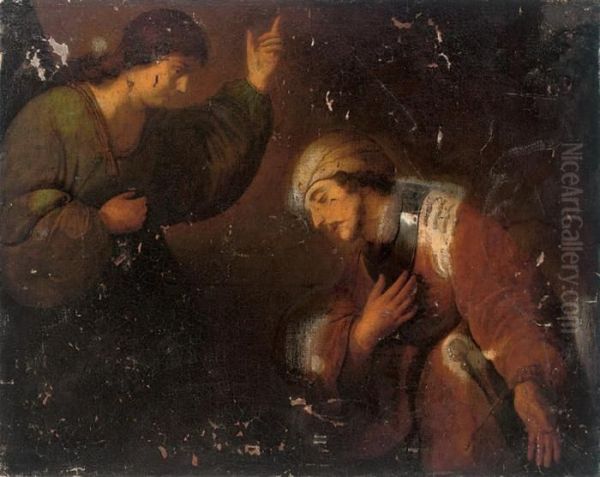 The Angel Appearing To The Centurion Cornelius Oil Painting by Jacob Adriaensz Backer