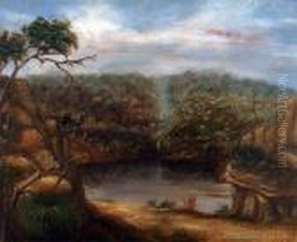 Outback Oasis Oil Painting by John Philamon Backhouse