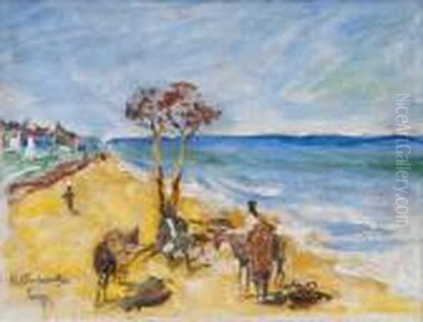 Onthe Beach Oil Painting by Hugo Elias Backmansson