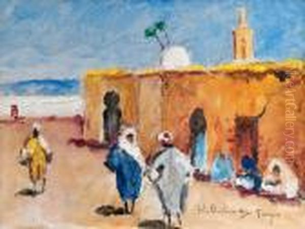 At The Bazaar Oil Painting by Hugo Elias Backmansson