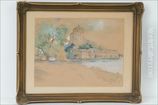 Olavinlinna - Olofsborg Oil Painting by Hugo Elias Backmansson