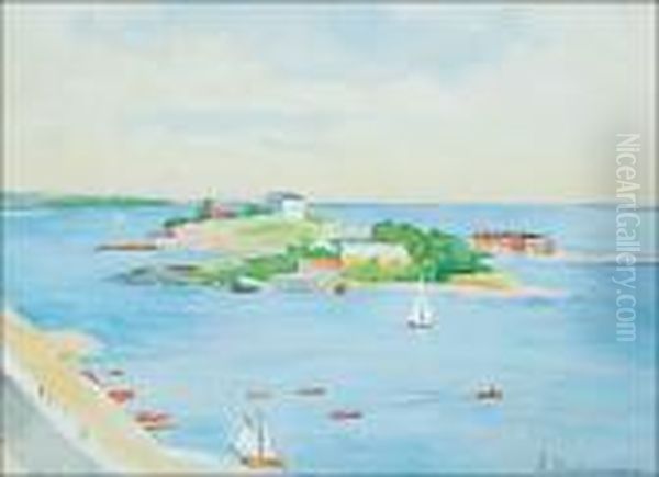 Kaivopuisto Shore Helsinki Oil Painting by Hugo Elias Backmansson