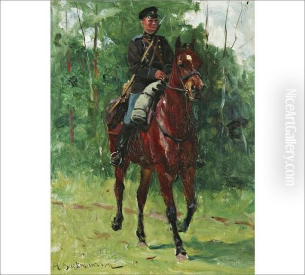 A Riding Horse Of Emperor Nicholas Ii Oil Painting by Hugo Elias Backmansson