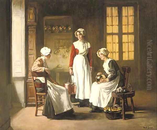 Polishing copper Oil Painting by Claude Joseph Bail