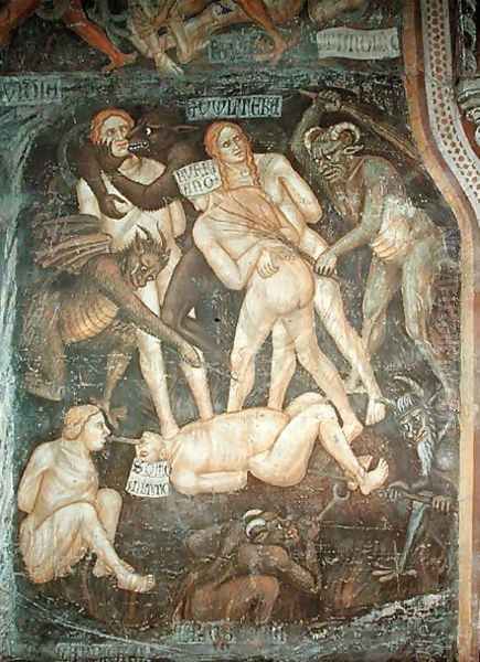 The Last Judgement, detail of the adulterers, c.1394 Oil Painting by Taddeo Di Bartolo