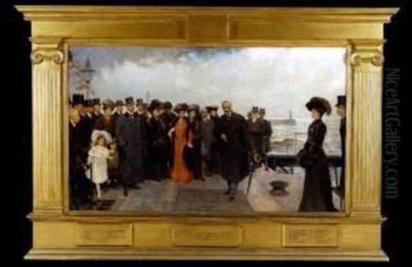 'in Commemoration Of The Opening Of Seaham Dock By The Right Honourable A.j.balfou Oil Painting by John Henry Frederick Bacon