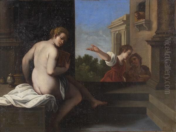 Venus Au Bain Oil Painting by Sisto Badalocchio