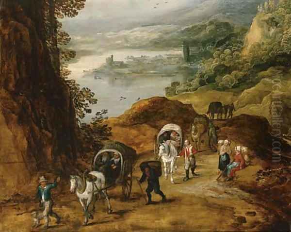 Travelers on a mountain path Oil Painting by Jan Brueghel the Younger