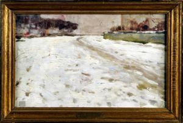 Paysage Enneige Oil Painting by Albert Baertsoen