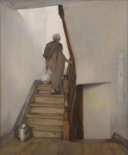 Le Vieil Escalier Oil Painting by Firmin Baes