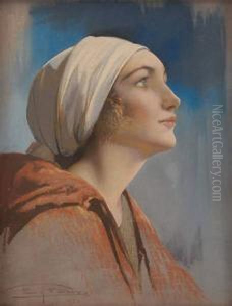 Jeune Femme De Profil Oil Painting by Firmin Baes