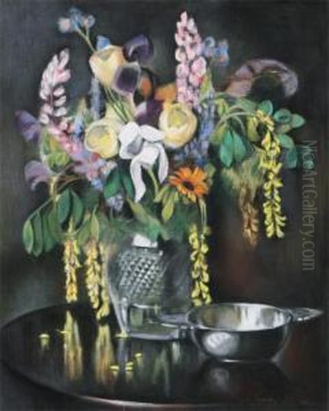 Still Life With Flowers Oil Painting by Firmin Baes