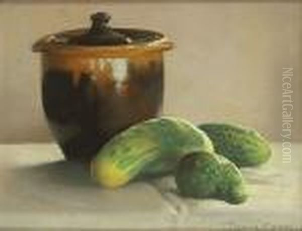 'les Cornichons'. Oil Painting by Firmin Baes