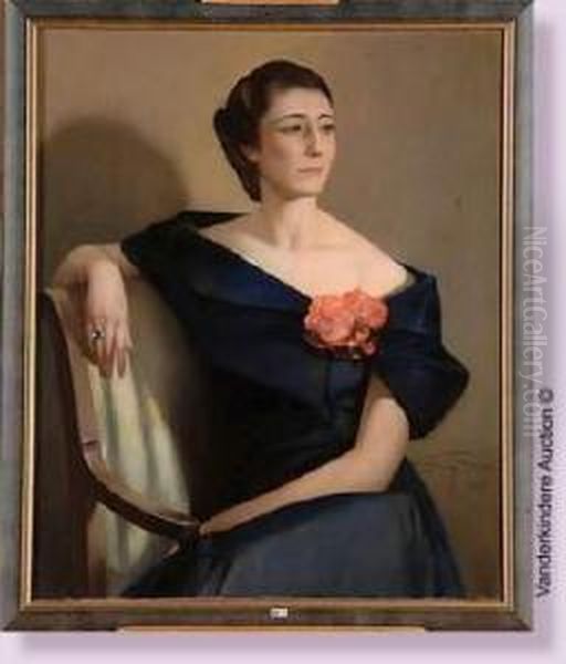 Portrait De Madame Andree Andre-dumont Oil Painting by Firmin Baes