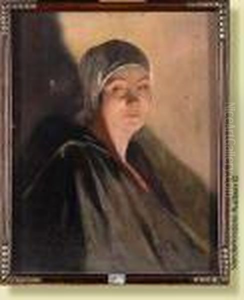 Portrait D'une Jeune Fermiere Oil Painting by Firmin Baes