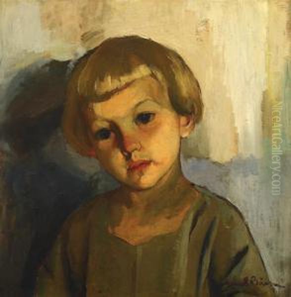 Fair-haired Child Oil Painting by Aurel Baesu