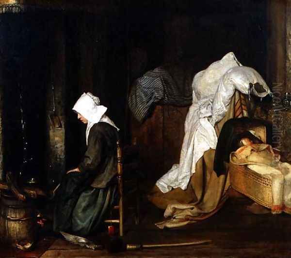 Interior with Woman Cooking 1656 Oil Painting by Esaias Boursse