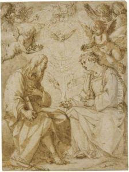 Saint Paul And Saint Stephen Crowned By Angels Oil Painting by Giovanni Baglione