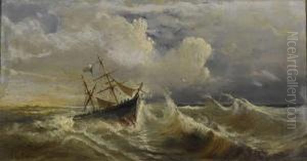 Fischerboote Auf Hoher See. Oil Painting by Jules G. Bahieu