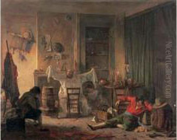 Scene D'atelier Oil Painting by Antoine Jean Bail