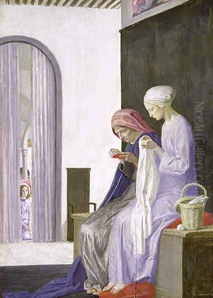 Mary in the House of Elizabeth, 1917 Oil Painting by Robert Anning Bell