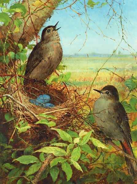 Thurshes Nest Oil Painting by Fidelia Bridges