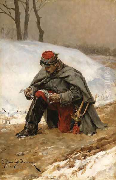 The wounded soldier Oil Painting by Etienne Prosper Berne-Bellecour