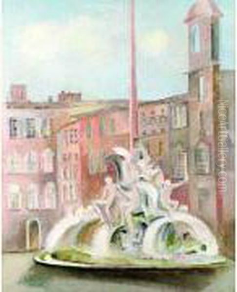 Rome: Fontaine De La Place Navonne Oil Painting by David Bailly