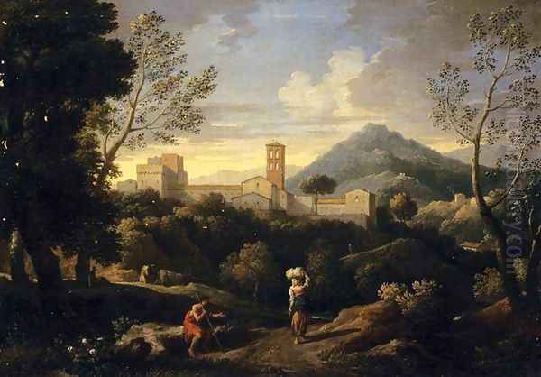 Classical Landscape with Figures Oil Painting by Pieter van Bloemen