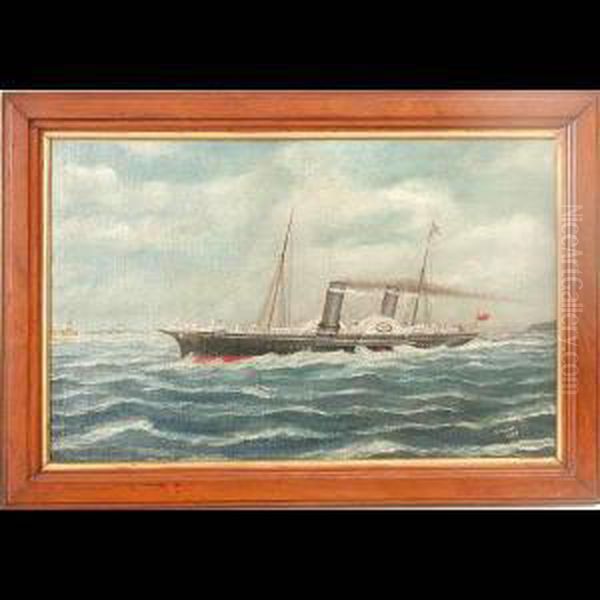 Ship Painting, 1896 British Steamer Oil Painting by Nathaniel Hughes John Baird