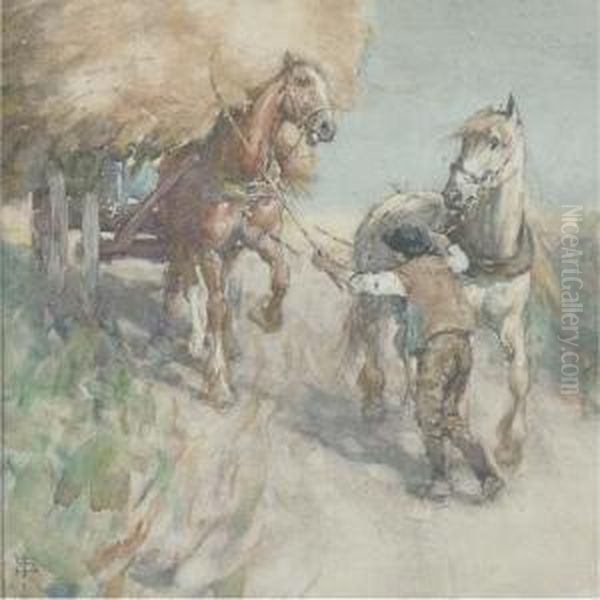 Controlling The Carthorse Oil Painting by Nathaniel Hughes John Baird