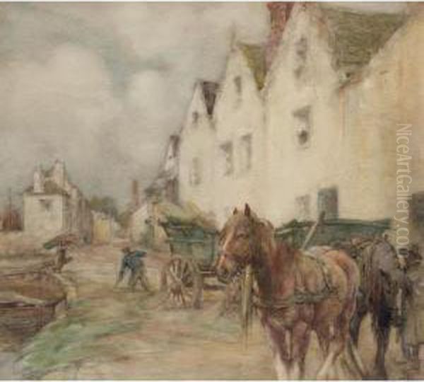 The Hay Carts Oil Painting by Nathaniel Hughes John Baird