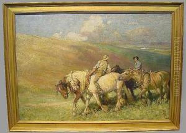 Ranchers In The Fields Oil Painting by Nathaniel Hughes John Baird