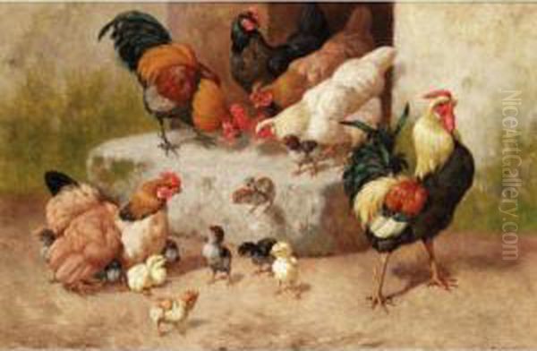 Spring Chickens Oil Painting by William Baptiste Baird