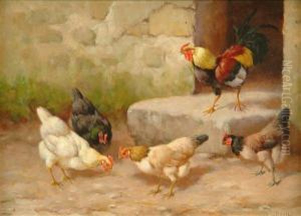 Feedingtime Oil Painting by William Baptiste Baird