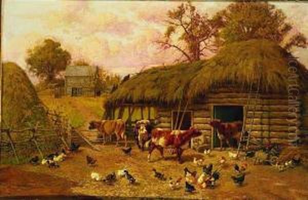 Barnyard Activity Oil Painting by William Baptiste Baird