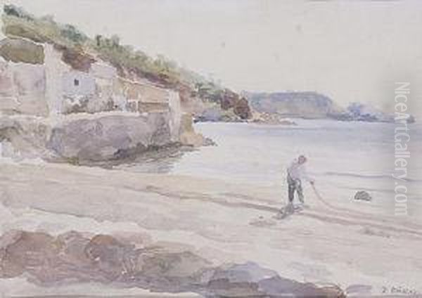 Pescador En La Playa Oil Painting by Dionis Verdaguer Baixeras