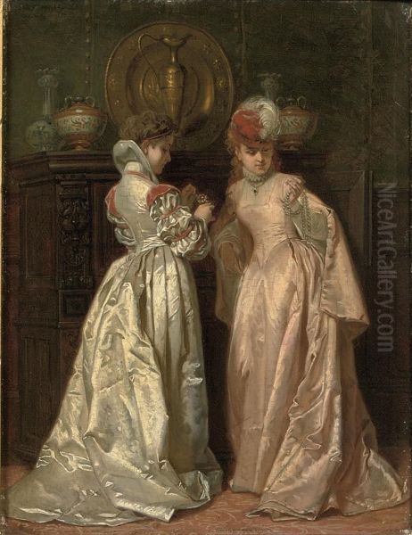 Admiring The Pearls Oil Painting by Ladislaus Bakalowicz