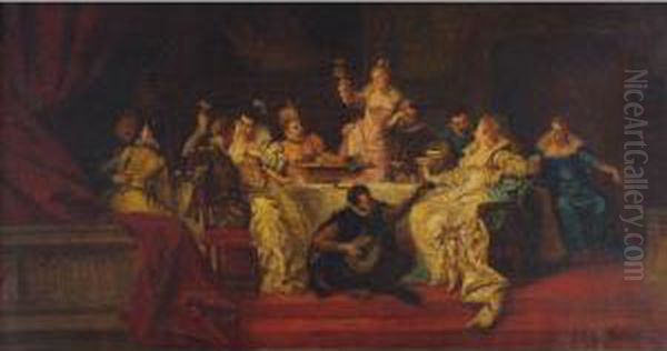 The Banquet Oil Painting by Ladislaus Bakalowicz