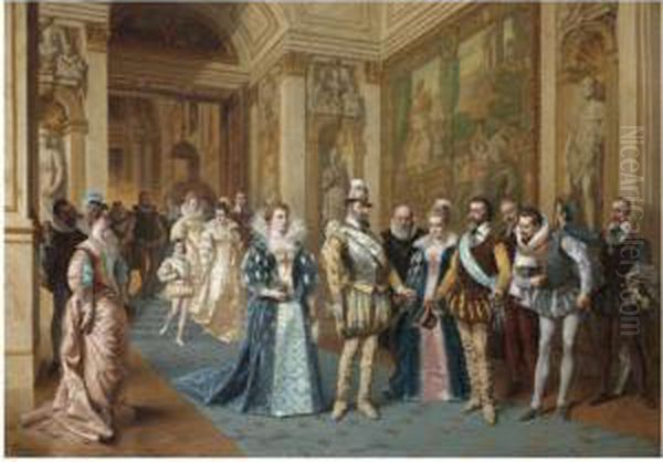 Henri Iv And Marie De Medicis Oil Painting by Ladislaus Bakalowicz