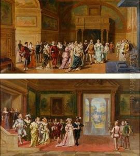 Salle De Bal De Fontainebleau 
Avec Henri Iv Et Marie De Medicis Salle De Bal De Fontainebleau Avec 
Louis Xiii Et Anne D'autriche Oil Painting by Ladislaus Bakalowicz