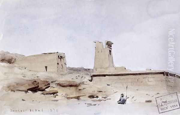 The Temple of Dendur, showing the Pylon and Terrace, 1874 Oil Painting by F. A. Bridgeman